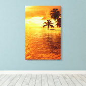 Horizontale palmboom zonsondergang canvas print (Insitu (Houten vloer))