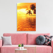 Horizontale palmboom zonsondergang canvas print (Insitu (Woonkamer))