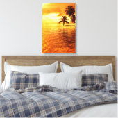 Horizontale palmboom zonsondergang canvas print (Insitu (Slaapkamer))