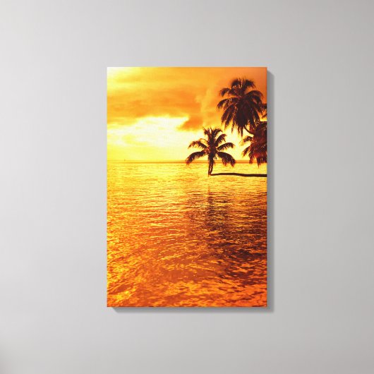 Horizontale palmboom zonsondergang canvas print (Voorkant)