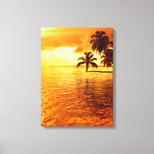 Horizontale palmboom zonsondergang canvas print