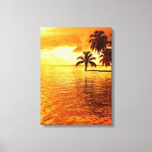 Horizontale palmboom zonsondergang canvas print (Voorkant)
