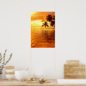 Horizontale palmboom zonsondergang poster (Keuken)