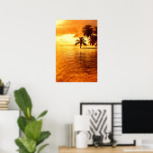 Horizontale palmboom zonsondergang poster (Thuiskantoor)