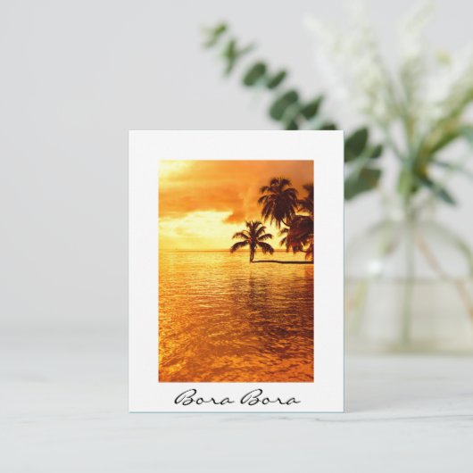 Horizontale palmboomzonsondergang, wit briefkaart (Staand voorkant)