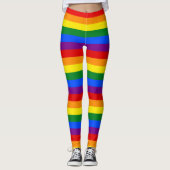 Horizontale Rainbow Stripe Leggings (Voorkant)
