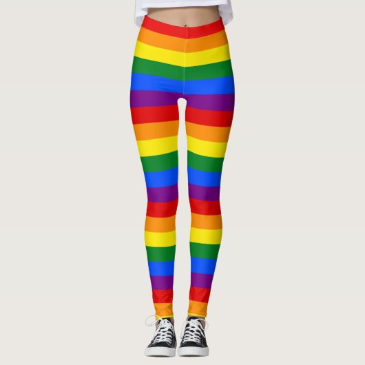 Horizontale Rainbow Stripe Leggings (Voorkant)
