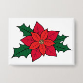 Horizontale rechthoekige pin - een kerstpoinsettia button (Voorkant)
