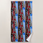 Horizontale Red Fire Truck Strandlaken (Voorkant)