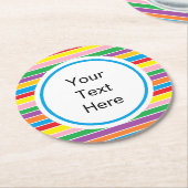 Horizontale regenboog - Aangepaste tekst Ronde Kartonnen Onderzetter (Gebogen)