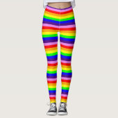Horizontale regenboogkleuren Skinny Stripes kleuri Leggings (Voorkant)