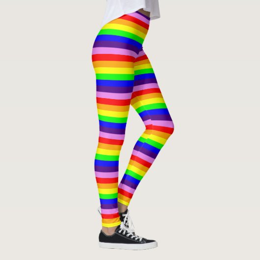 Horizontale regenboogkleuren Skinny Stripes kleuri Leggings (Rechts)