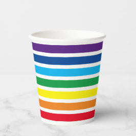 Horizontale regenboogstaven papieren bekers