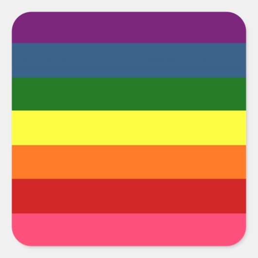 Horizontale regenboogstaven vierkante sticker (Voorkant)