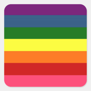 Horizontale regenboogstaven vierkante sticker
