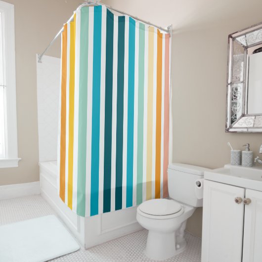 Horizontale regenboogstrepen douchegordijn (In situ)