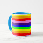 Horizontale regenboogstrips, klassieke helderkleur mok (Voorkant links)