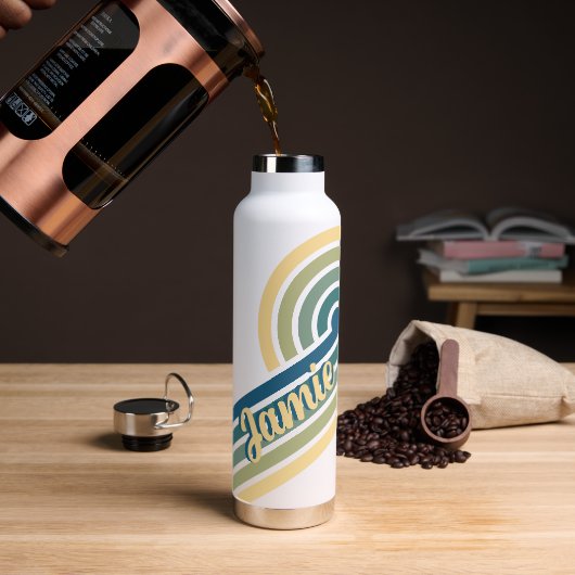 Horizontale Retro Gepersonaliseerde Naam Waterfles (Koffie)