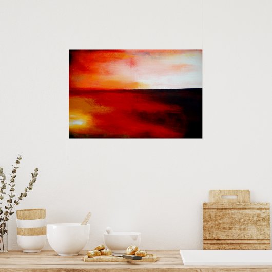 Horizontale rode Abstracte rechthoek Art Afdrukken Poster (Keuken)