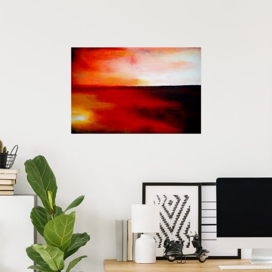 Horizontale rode Abstracte rechthoek Art Afdrukken Poster (Thuiskantoor)