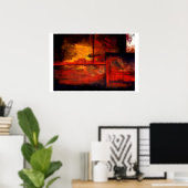 Horizontale rode Abstracte vierkanten Art Print Po (Thuiskantoor)