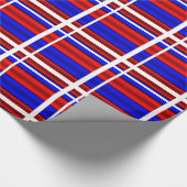 Horizontale rode en blauwe strepen cadeaupapier (Hoek)