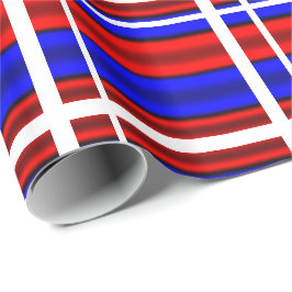 Horizontale rode en blauwe strepen cadeaupapier