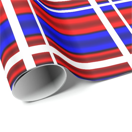 Horizontale rode en blauwe strepen cadeaupapier (Rol Hoek)