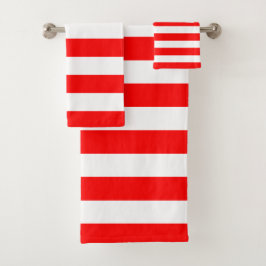 Horizontale rode en witte strepen bad handdoek