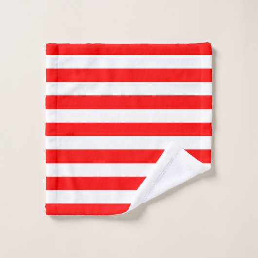Horizontale rode en witte strepen bad handdoek (Wasdoekje)