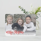 Horizontale rode foto met penseel voor fijne kerst feestdagenkaart (Staand voorkant)