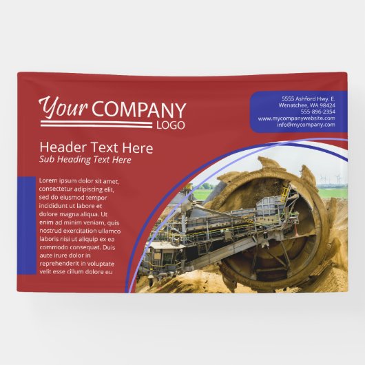 Horizontale Rood & Blauw Bedrijf Logo Wall Banner (Horizontaal)