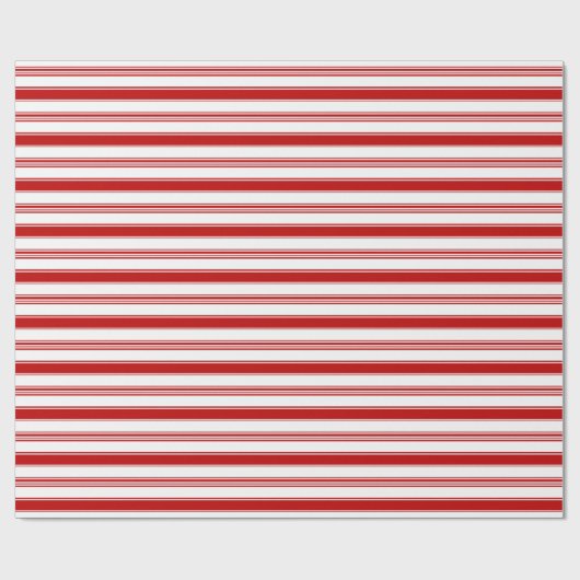 Horizontale rood-witte Snoepjes streep (grootschal Cadeaupapier (Vlak)