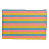 Horizontale roze, blauw en oranje kleurstrepen kussensloop (Achterkant)