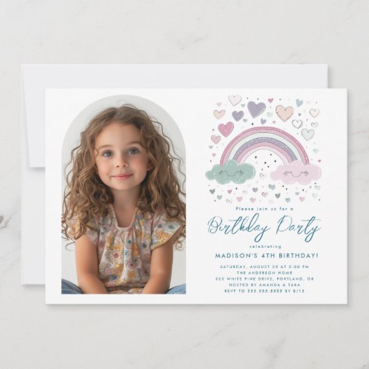 Horizontale Roze I Paarse Regenboog & Harten Verja Kaart (Voorkant)