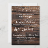 Horizontale Rustieke Hout & Lichte Koorden Bruilof Kaart (Voorkant)