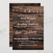 Horizontale Rustieke Hout & Lichte Koorden Bruilof Kaart (Voorkant / Achterkant)