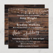 Horizontale Rustieke Hout & Lichte Koorden Bruilof Kaart (Voorkant / Achterkant)