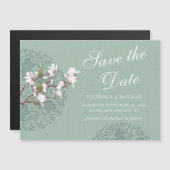 Horizontale Sage Green Chinoiserie Magnetische Uitnodiging (Voorkant / Achterkant)