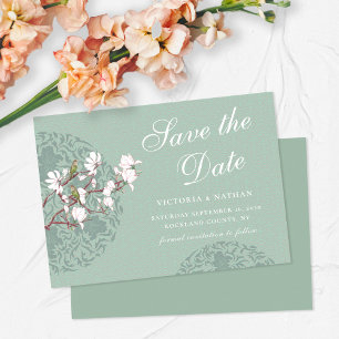 Horizontale  Sage Green Chinoiserie Save The Date