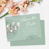 Horizontale  Sage Green Chinoiserie Save The Date