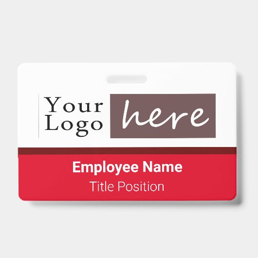 Horizontale stijl logo Werknemersnaam Rood Badge (Voorzijde)
