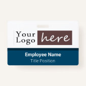 Horizontale stijlpagina Logo Naam werknemer Blauw Badge (Voorkant)