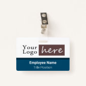Horizontale stijlpagina Logo Naam werknemer Blauw Badge (Voorkant met clip)