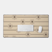 Horizontale Streep Bruin Kaki Bloem Y2K Patroon Bureaumat (Keyboard & Muis)