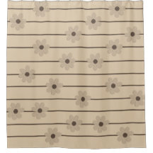 Horizontale Streep Bruin Kaki Bloem Y2K Patroon