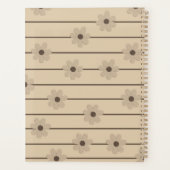 Horizontale Streep Bruin Kaki Bloem Y2K Patroon Planner (Achterkant)