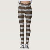 Horizontale Streep Bruin Zilver Metaalglans Leggings (Voorkant)