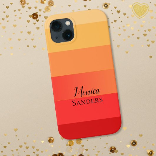 Horizontale Streep oranje Monogram iPhone Hoesje