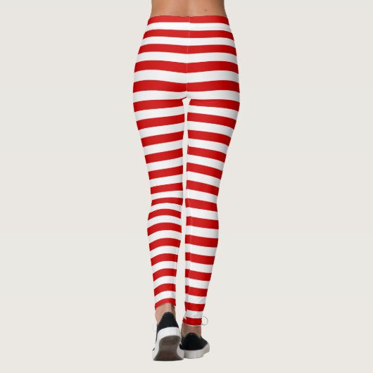 Horizontale Streep Rood Wit DIY BG Leggings (Achterkant)